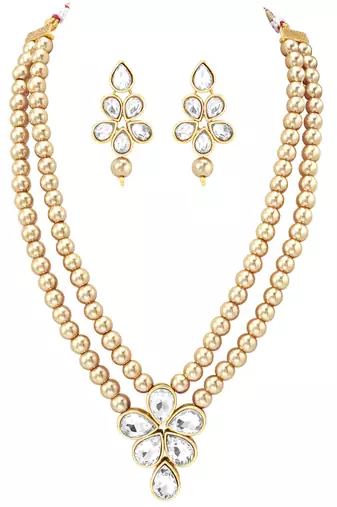 Beads kundan layered long necklace & drop earring bharatanatyam