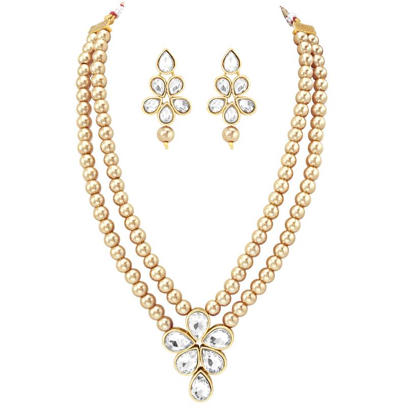 Beads kundan layered long necklace & drop earring bharatanatyam