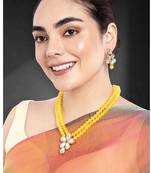 Crystal pearl long necklace with drop earrings jewelry set