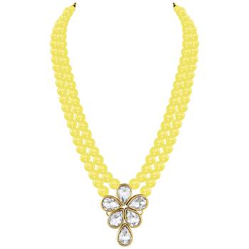 Crystal pearl long necklace with drop earrings jewelry set 3