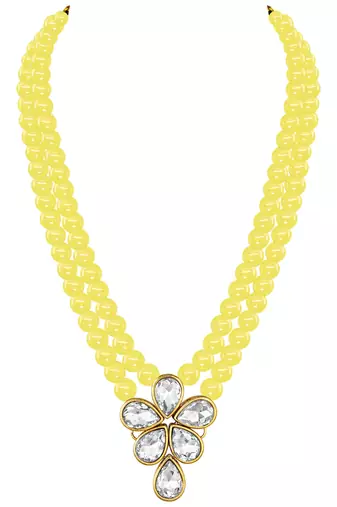 Crystal pearl long necklace with drop earrings jewelry set