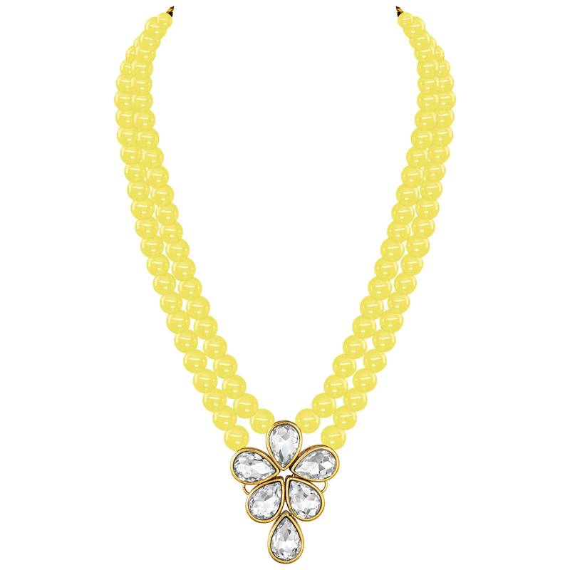 Crystal pearl long necklace with drop earrings jewelry set