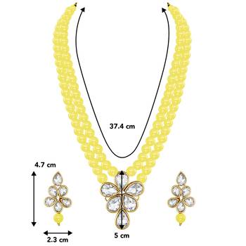 Crystal pearl long necklace with drop earrings jewelry set 4