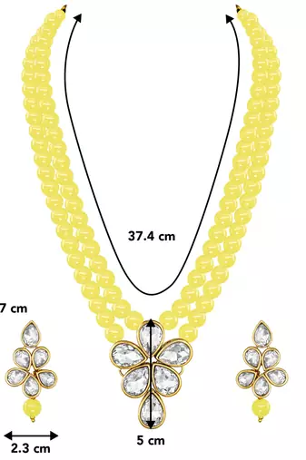 Crystal pearl long necklace with drop earrings jewelry set