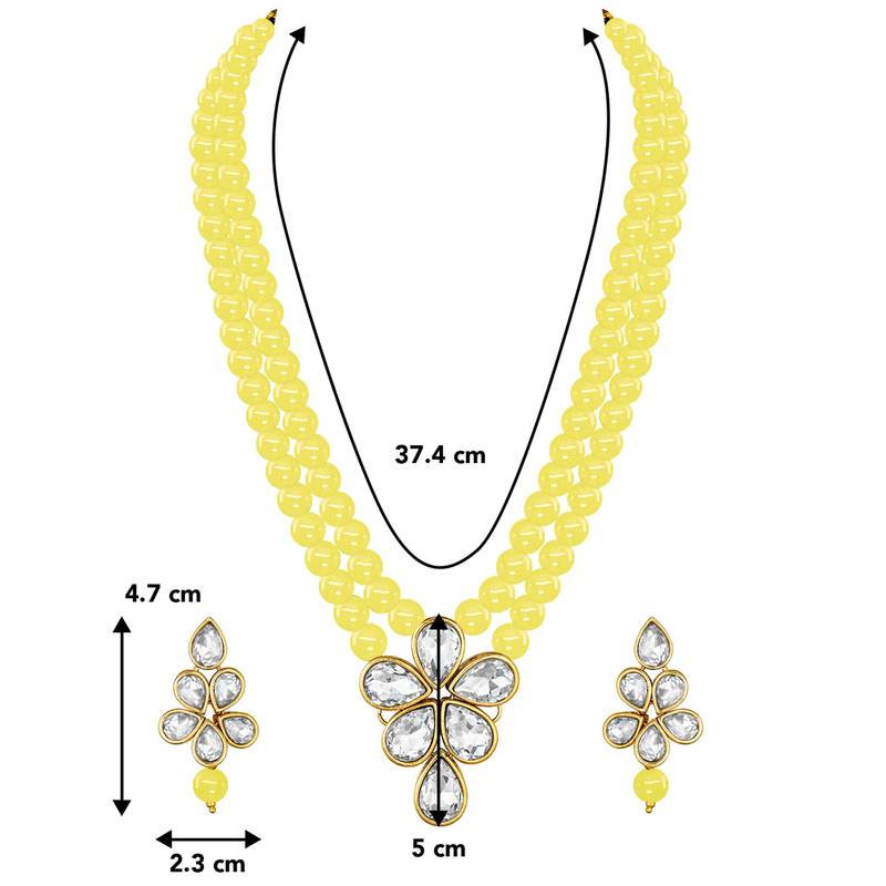 Crystal pearl long necklace with drop earrings jewelry set