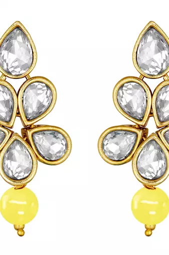 Crystal pearl long necklace with drop earrings jewelry set