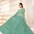Green Embriodery And Stone Net Semi Stitched Lehenga Set