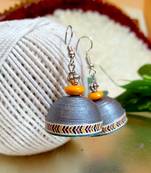 Grey color ethnic quilled jhumkas