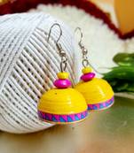 Yellow color ethnic quilled jhumkas