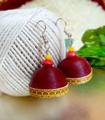 Maroon color ethnic quilled jhumkas
