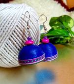 Blue color ethnic quilled jhumkas