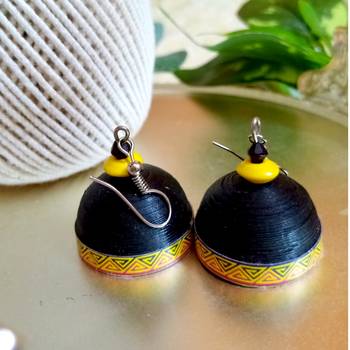 Blackcolor ethnic quilled jhumkas 2