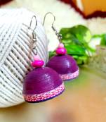 Purple color ethnic quilled jhumkas