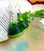Green color ethnic quilled jhumkas