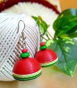 Red color ethnic quilled jhumkas