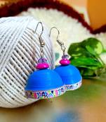 Blue color ethnic quilled jhumkas