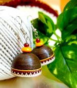 Brown color ethnic quilled jhumkas