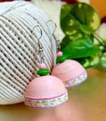pink color ethnic quilled jhumkas