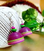 Pink color ethnic quilled jhumkas