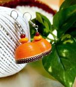 Orange color ethnic quilled jhumkas
