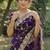 Purple Beeds Work With Cut Work Border Geogate Saree