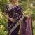 Purple Beeds Work With Cut Work Border Geogate Saree