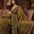 Olive Color Beeds Work Silk Blend Saree