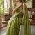 Olive Sequence Embroidery Cut Border Art Silk Saree