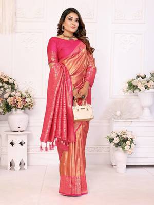 Light Gold Banarasi Tissue Silk Saree 4