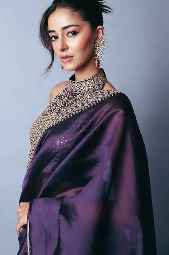 Purple Sequins And Dori Embroidered Jimmy Choo Saree