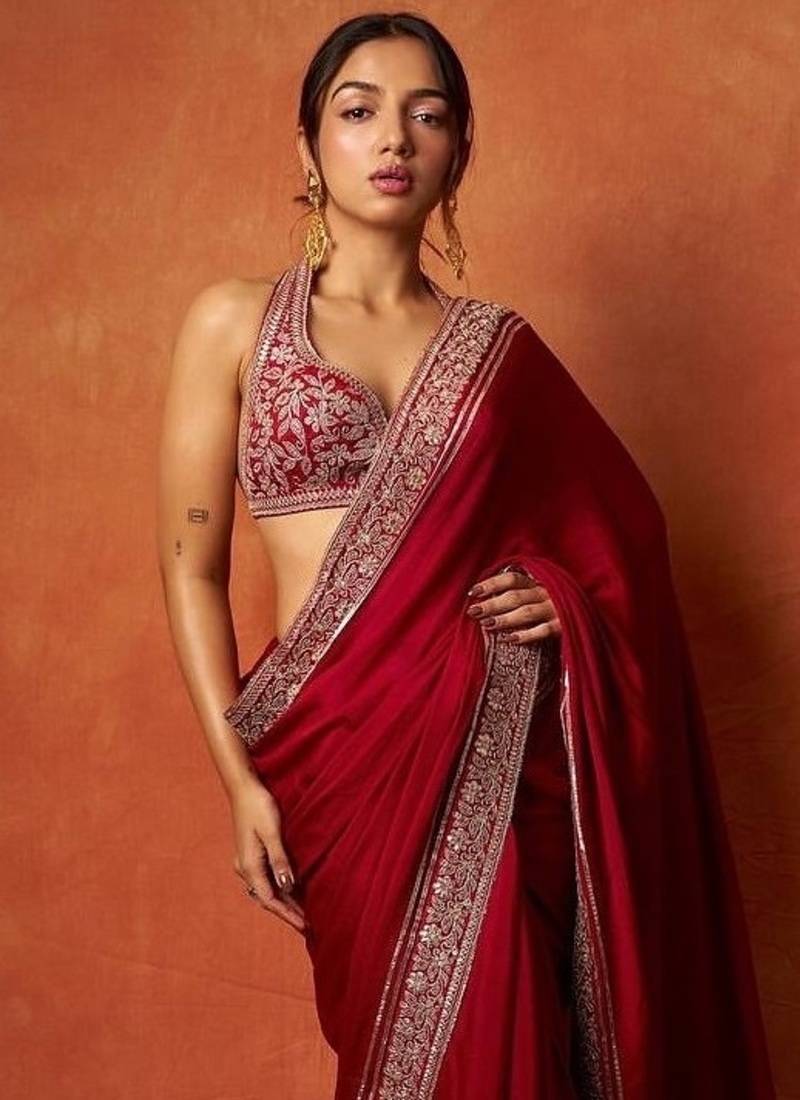 Red Color Embroidered Rangoli Silk Saree