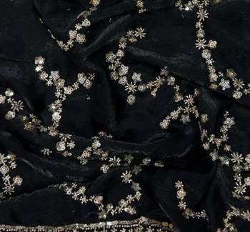 Black Beads And Sequin Embroidery Space Silk Saree 2
