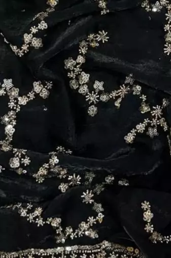 Black Beads And Sequin Embroidery Space Silk Saree