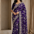 Purple Color Sequence And Zari Embroidery Work Silk Saree