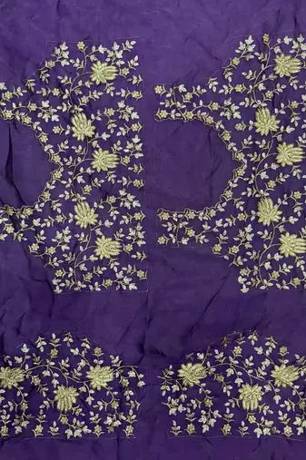 Purple Color Sequence And Zari Embroidery Work Silk Saree