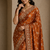 Orange Color Sequence And Zari Embroidery Work Silk Saree