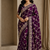 Plum Color Sequence And Zari Embroidery Work Silk Saree