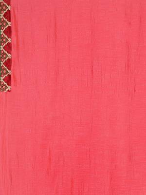 Pink embroidered border saree 4
