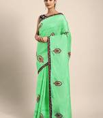 Lime floral embroidered saree