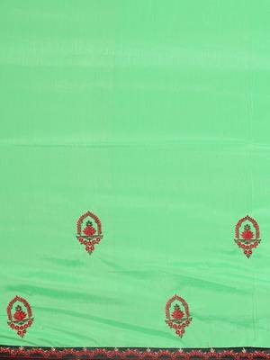 Lime floral embroidered saree 3