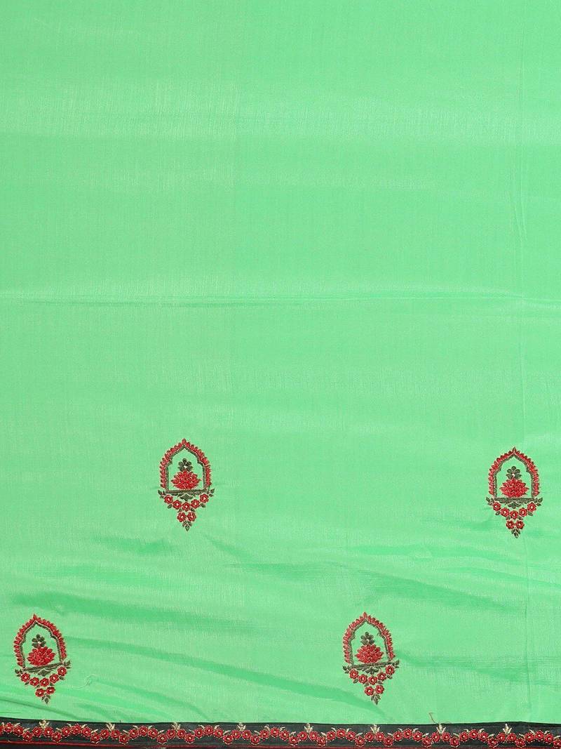Lime floral embroidered saree