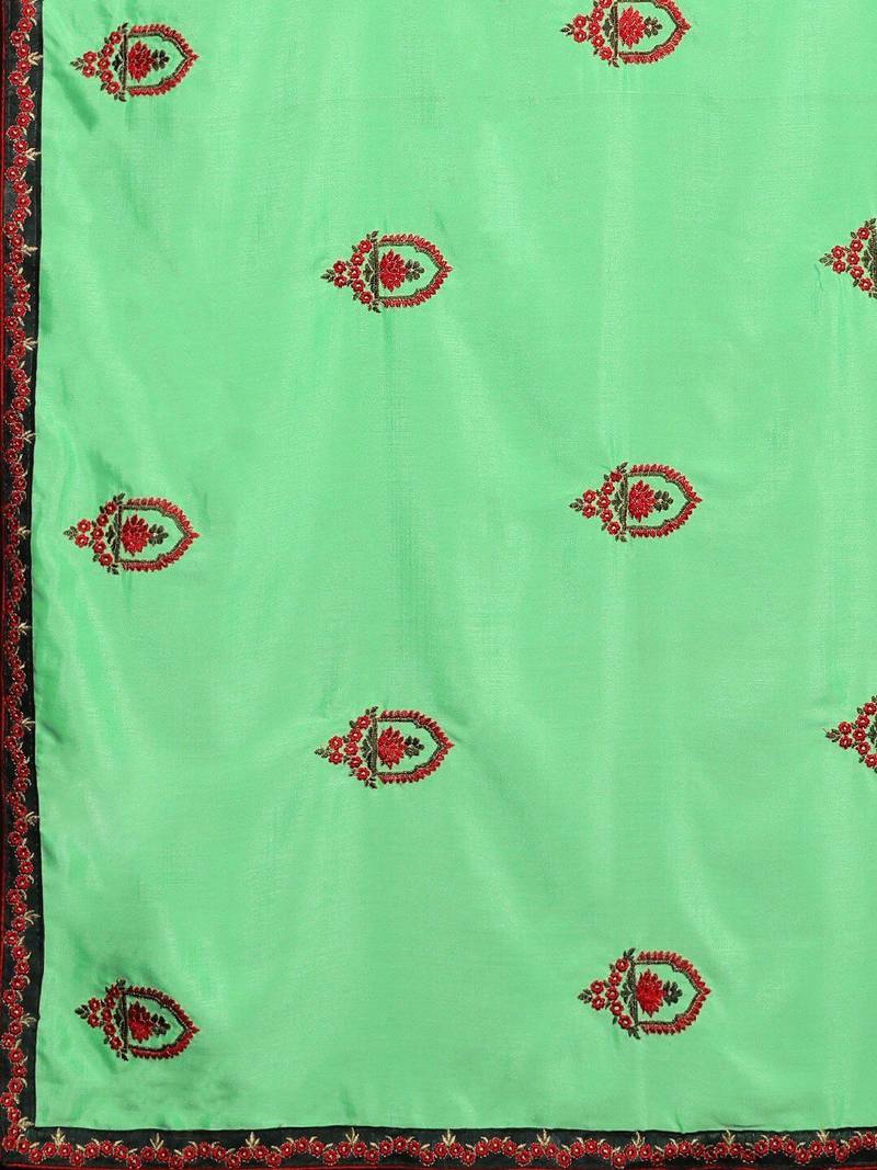 Lime floral embroidered saree