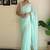 Blue solid embellished sequinned scallop border saree
