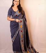 Grey chanderi saree