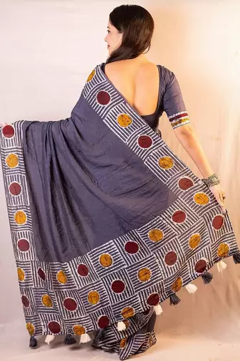 Grey chanderi saree