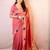 Pink chanderi cotton saree with unstitched blouse piece