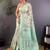 Sea green floral zari silk blend banarasi saree