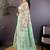Sea green floral zari silk blend banarasi saree