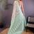 Sea green floral zari silk blend banarasi saree