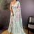 Sea green floral embroidered silk blend banarasi saree